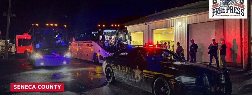 Seneca County Sheriff's Office cruiser escorting Honor Buses at the Seneca County Fairgrounds